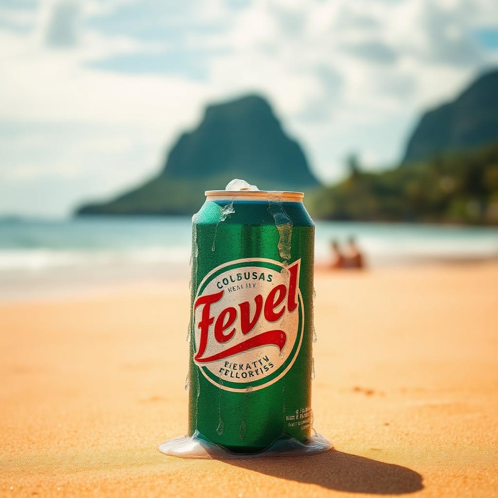 Cerveja gelada na areia